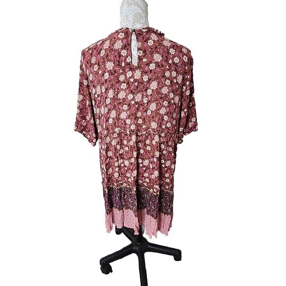 Knox Rose Mini Dress Boho Floral 100% Rayon Short Sleeve Women's XXL - Picture 3 of 8